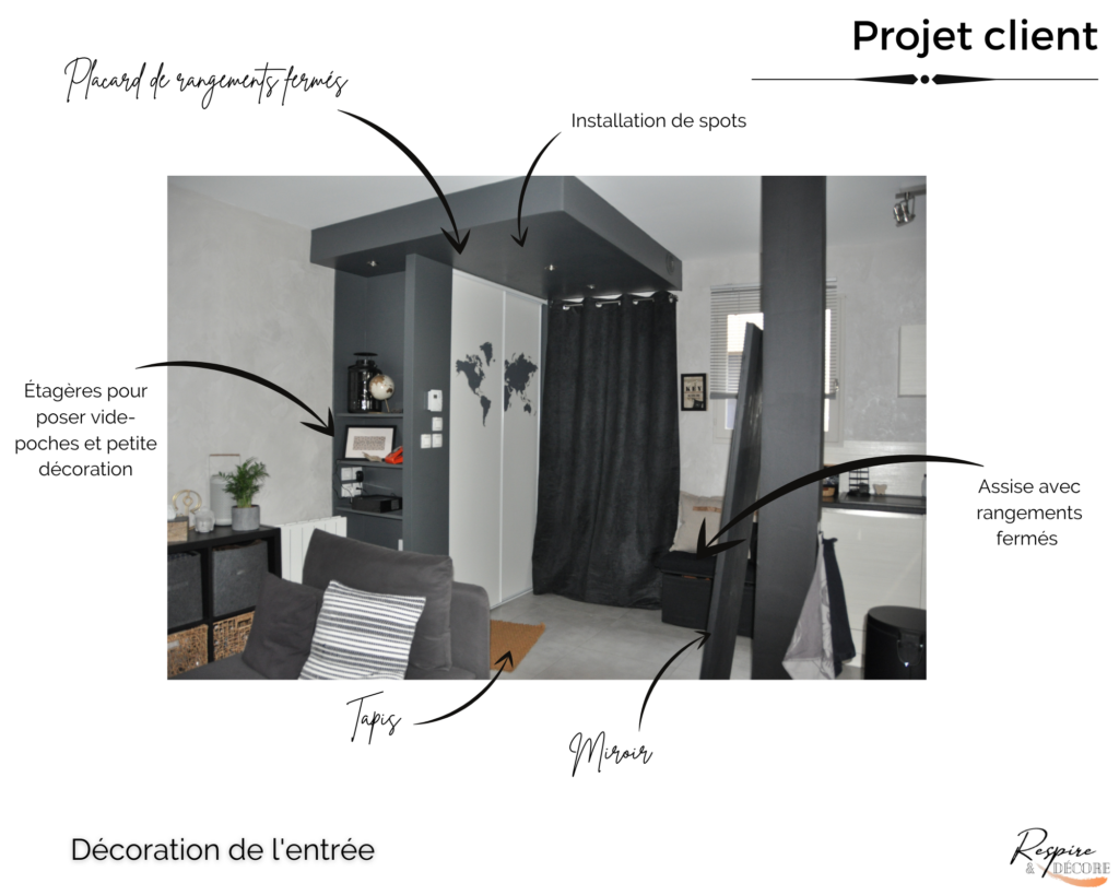 Décoration détaillée d'un projet d'aménagement pour une entrée